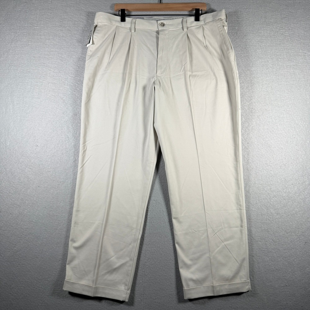 Dockers Comfort Khaki Mens 38x30 Relaxed Fit‎ Pleated Stone Beige Pants NEW